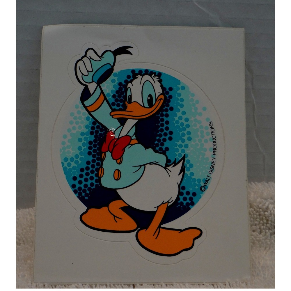 Vintage Donald Duck Decal Sticker Walt Disney Productions Blue White 3042